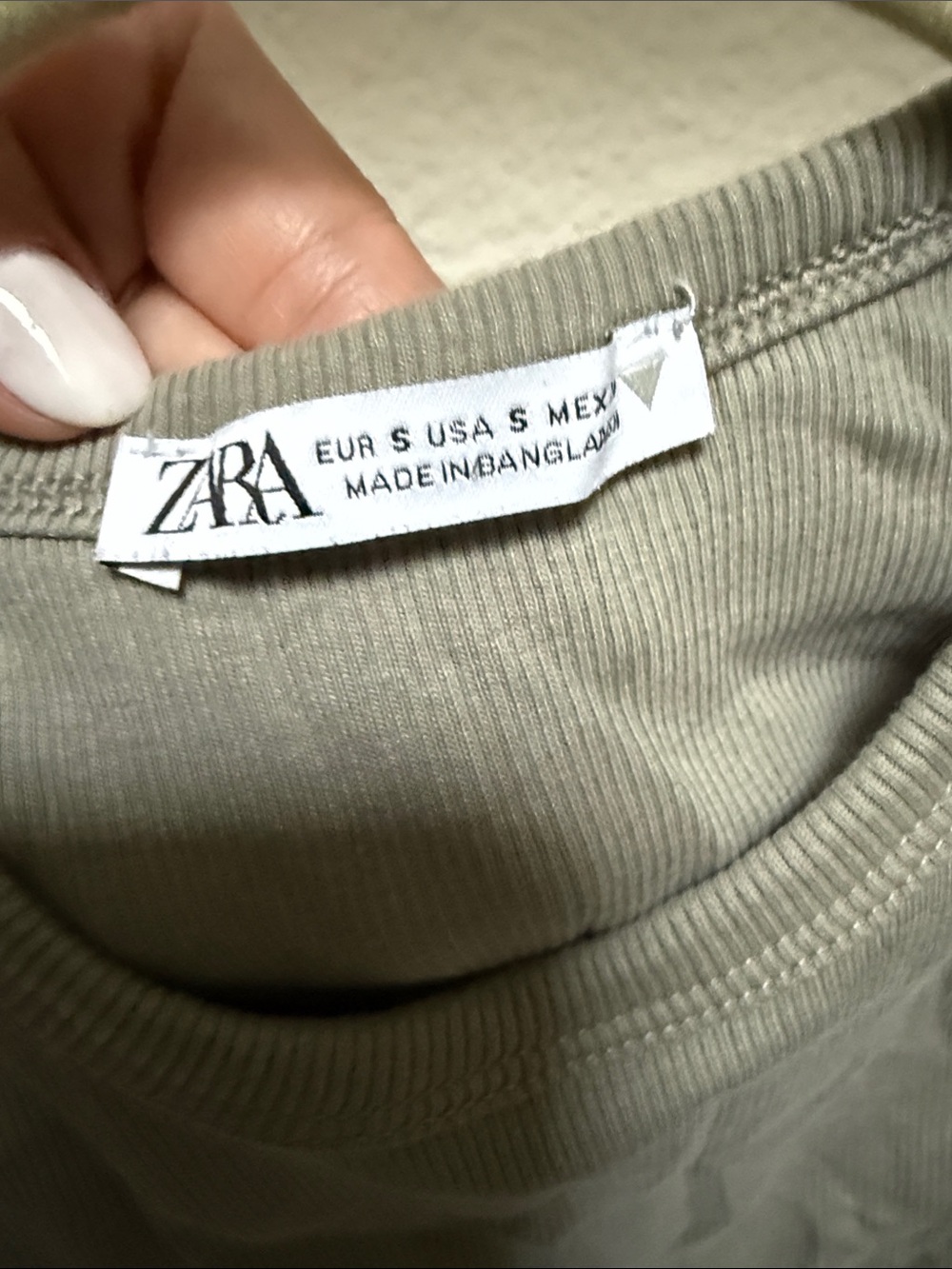 Zara Olive Gray Ribbed Crop Tank - Picture 2 of 4